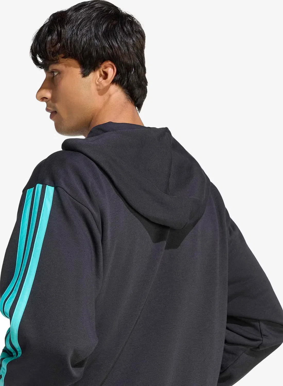 Худи на молнии с принтом Mercedes Adidas, черный — фото 4