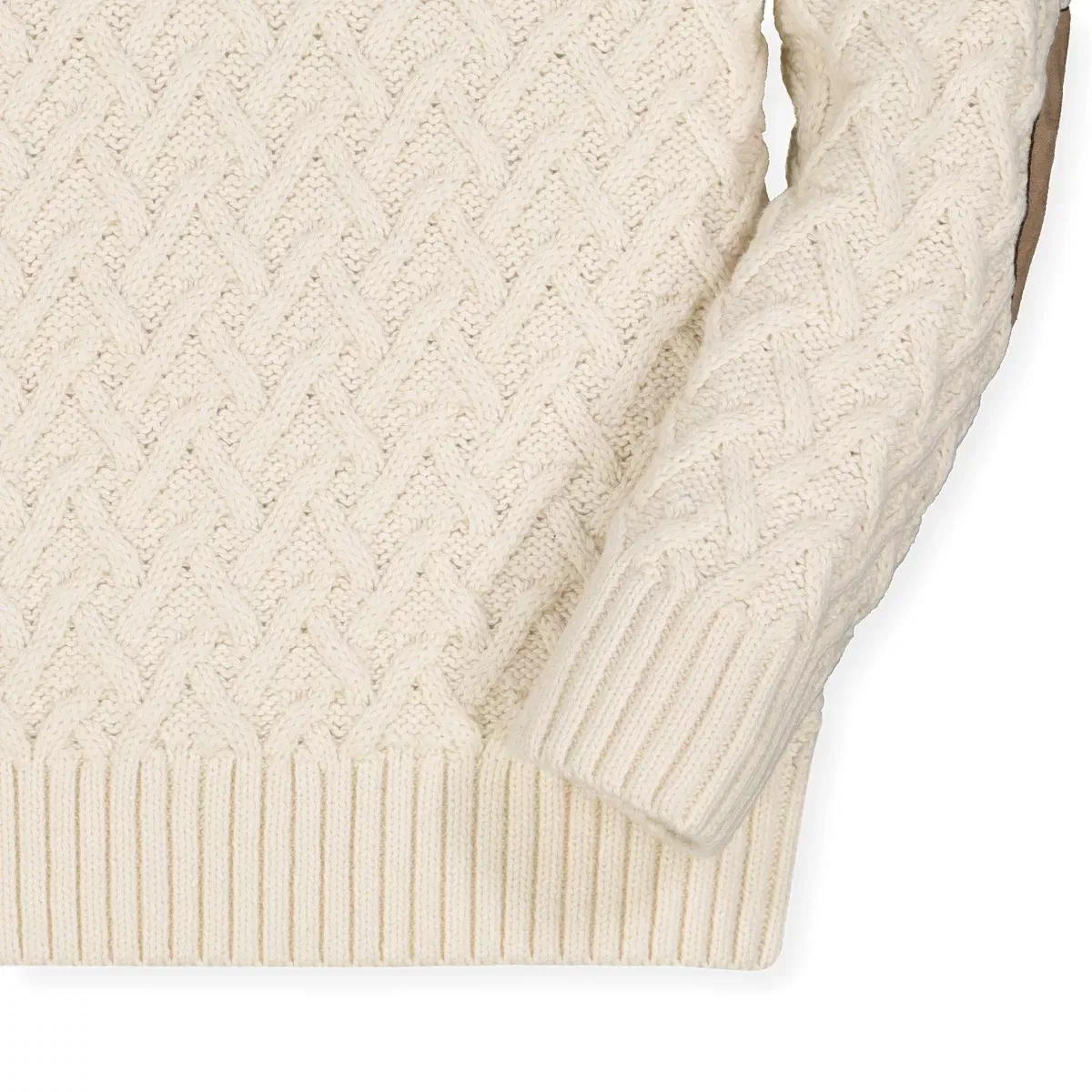 Детский джемпер с шальным воротником на пуговице Hope & Henry, Ivory Herringbone Cable — фото 3