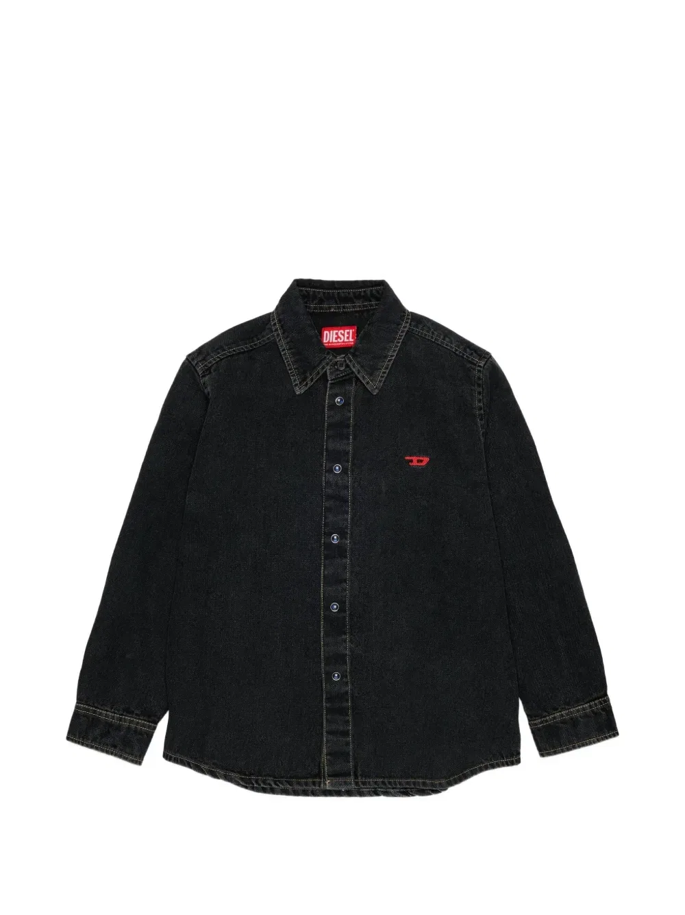 Джинсовая рубашка с вышитым логотипом Diesel Kids, черный
