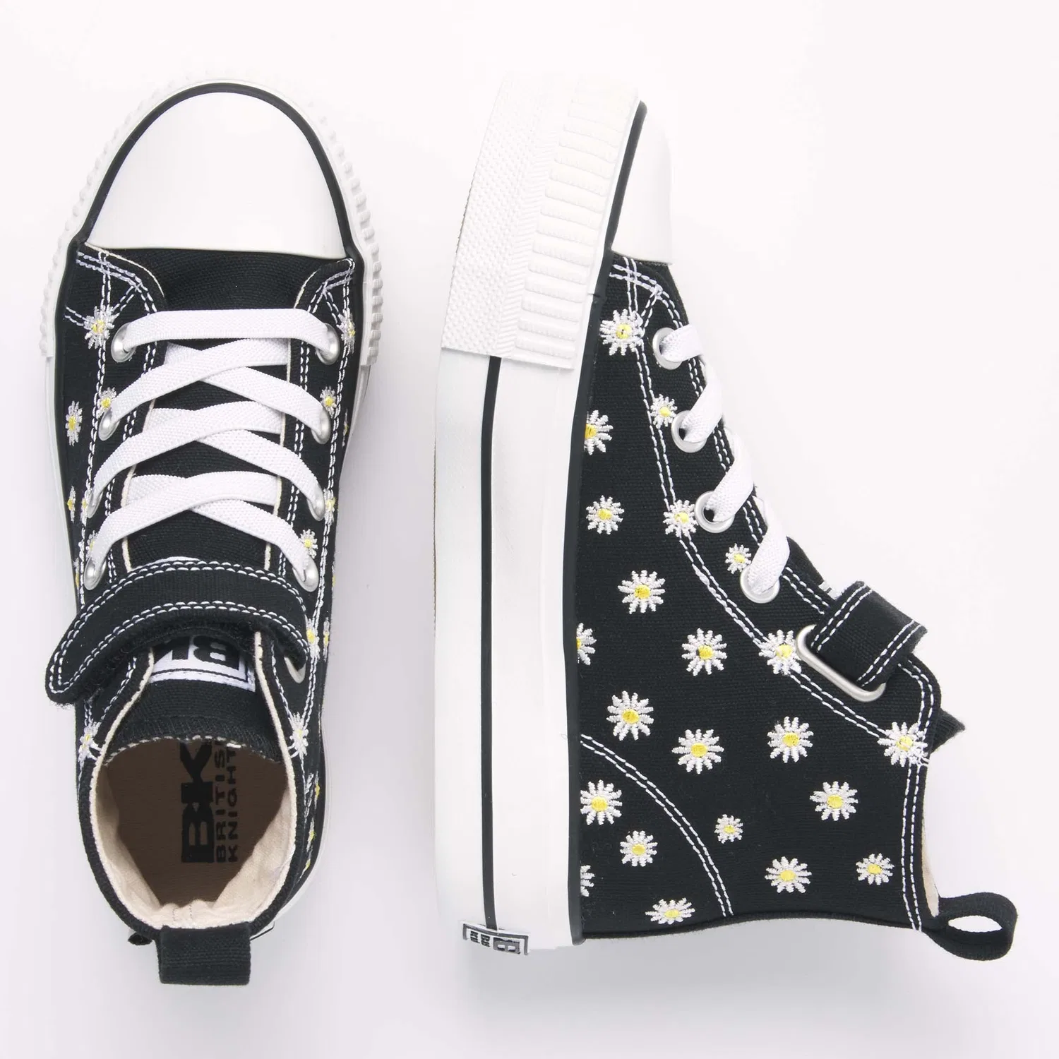 Детские кроссовки для девочек на платформе Kaya Mid BK British Knights, Black Daisies — фото 3