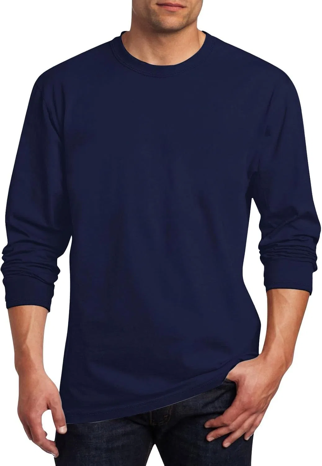Мужская длинная футболка с круглым вырезом, Cotton, Blue
