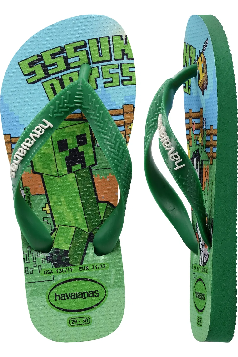 Детские сандалии тапки Minecraft Havaianas, зеленый — фото 4