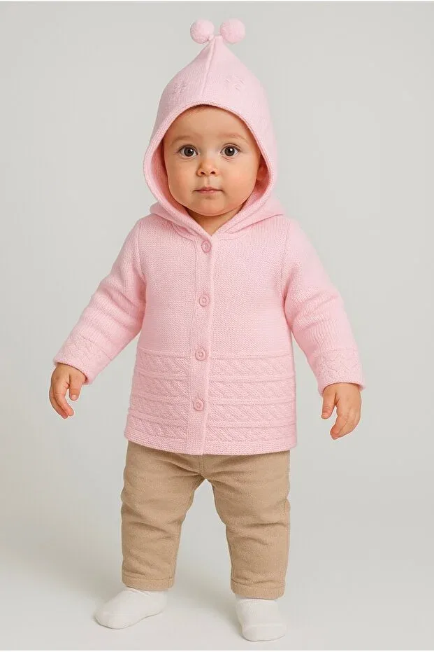 Детский вязаный кардиган с капюшоном Biancofiglio, Pink