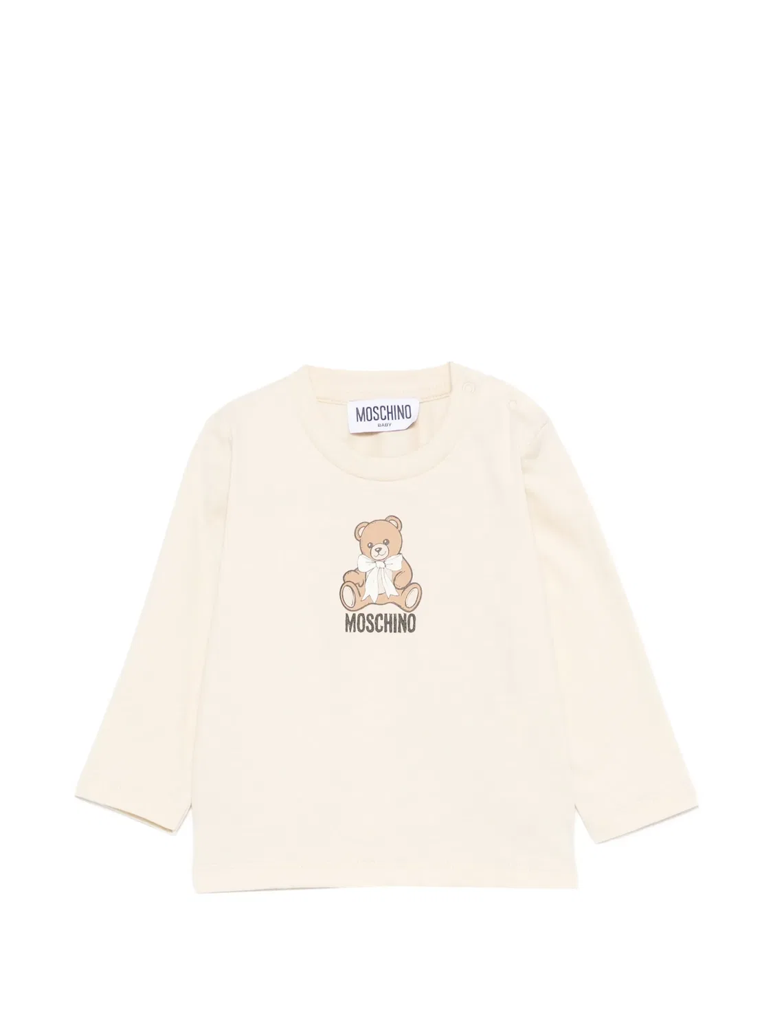 Футболка с мишкой в нейтральных тонах Moschino, нейтральные