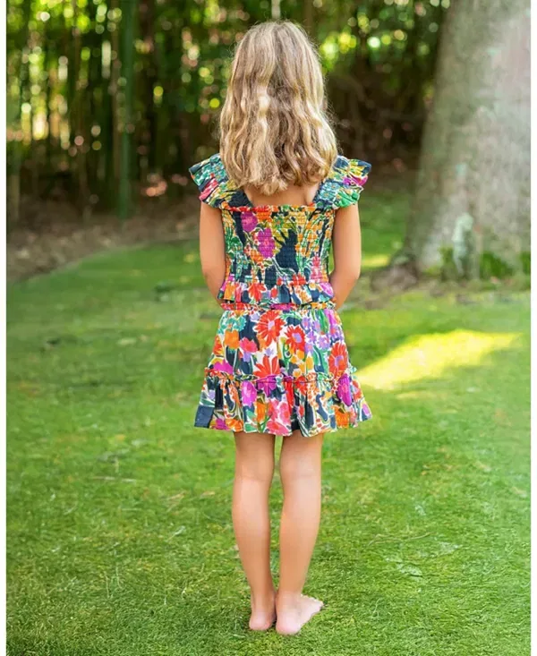 Детский комплект для девочек с принтом Kayla Smocked Top and Skirt Set Change Of Scenery, Gardenia — фото 2