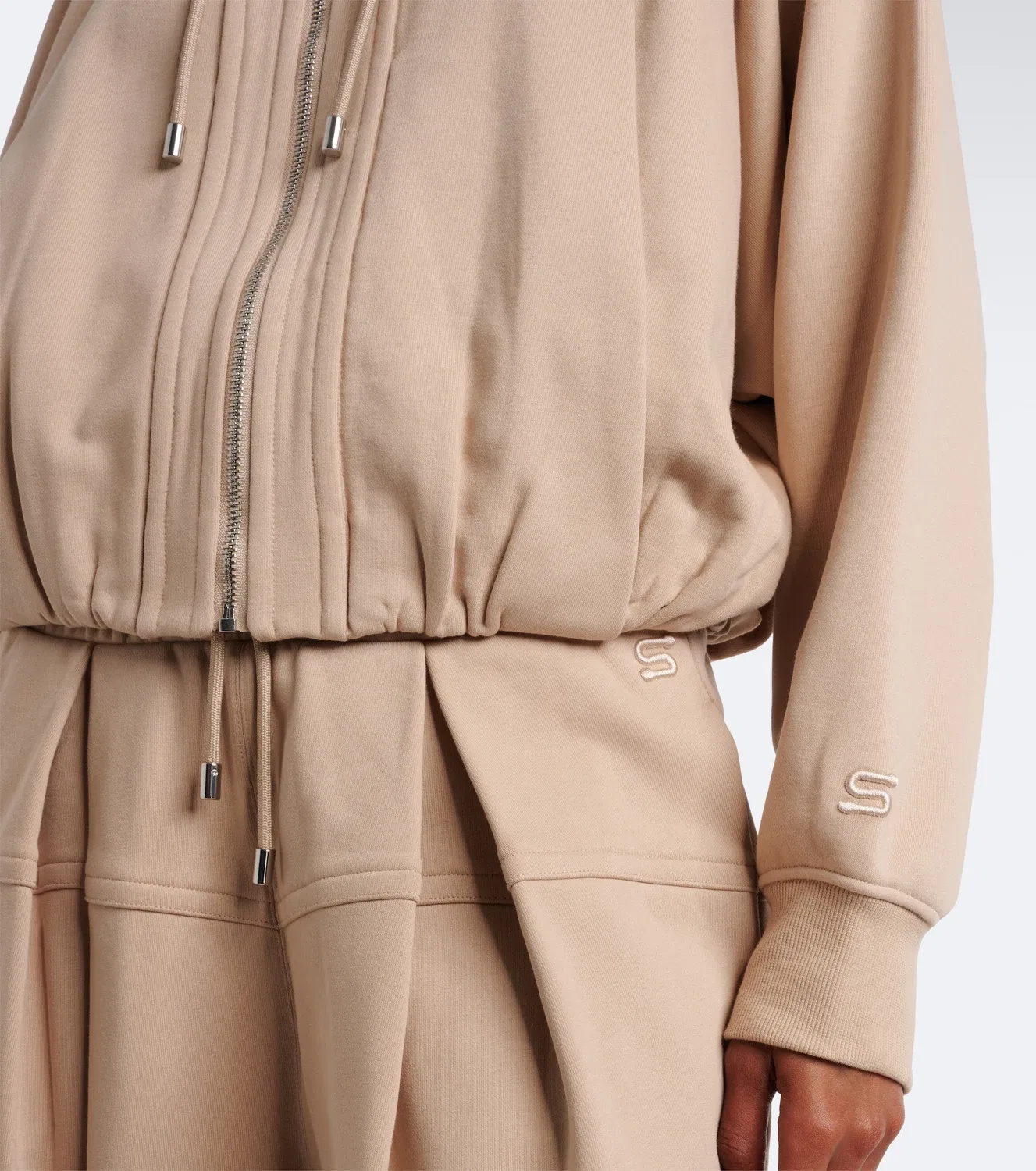 Худи из хлопковой смеси джерси SPORTMAX, бежевый — фото 4