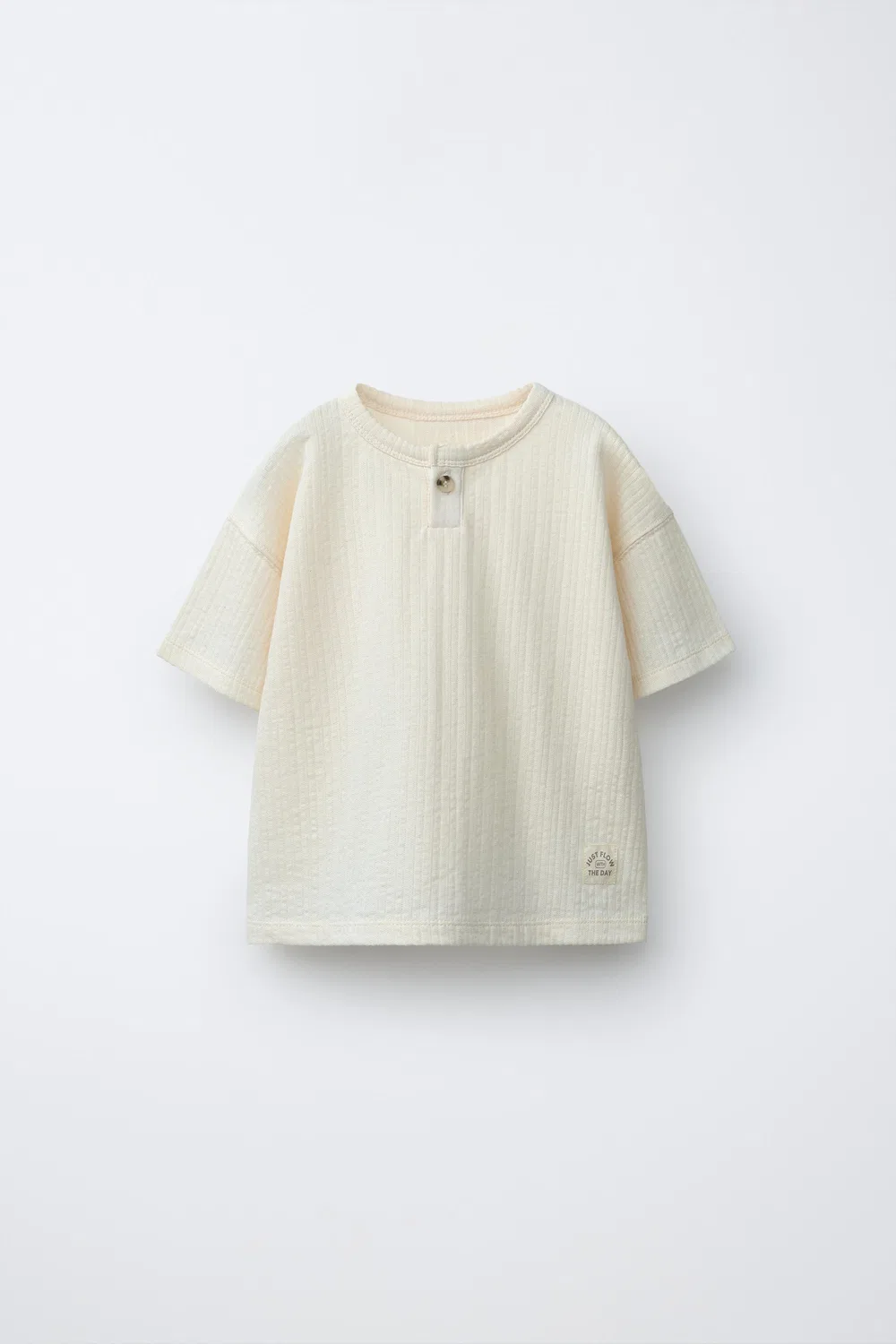 Футболка Henley ZARA, Ecru