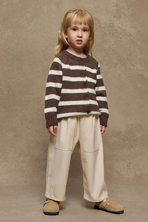 Детский вязаный кардиган с полосками Fahhar Kids, Brown