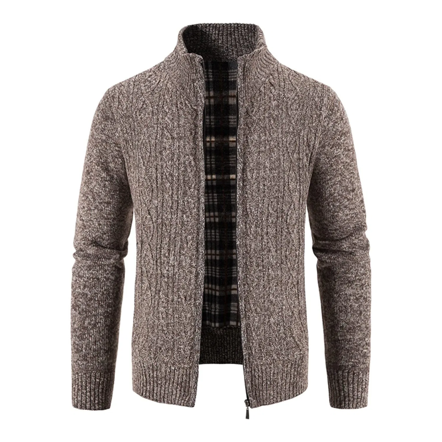 Мужской кардиган с молнией и воротником-стойкой, модель Knitted Cardigan, Caff File — фото 2