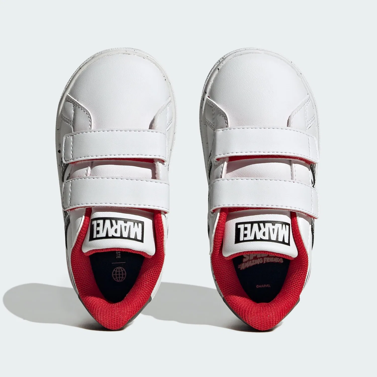 Детские кроссовки с липучками Grand Court Lifestyle Hook and Loop Adidas, White Black Better Scarlet — фото 4