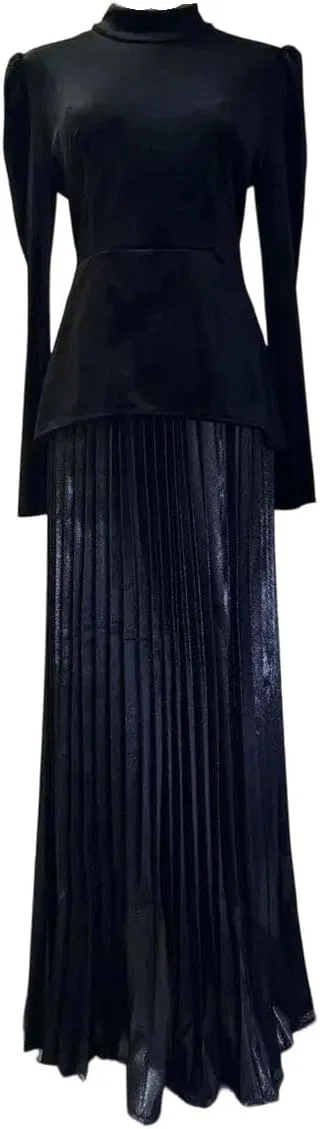 Женское длинное платье с завышенной талией, Black