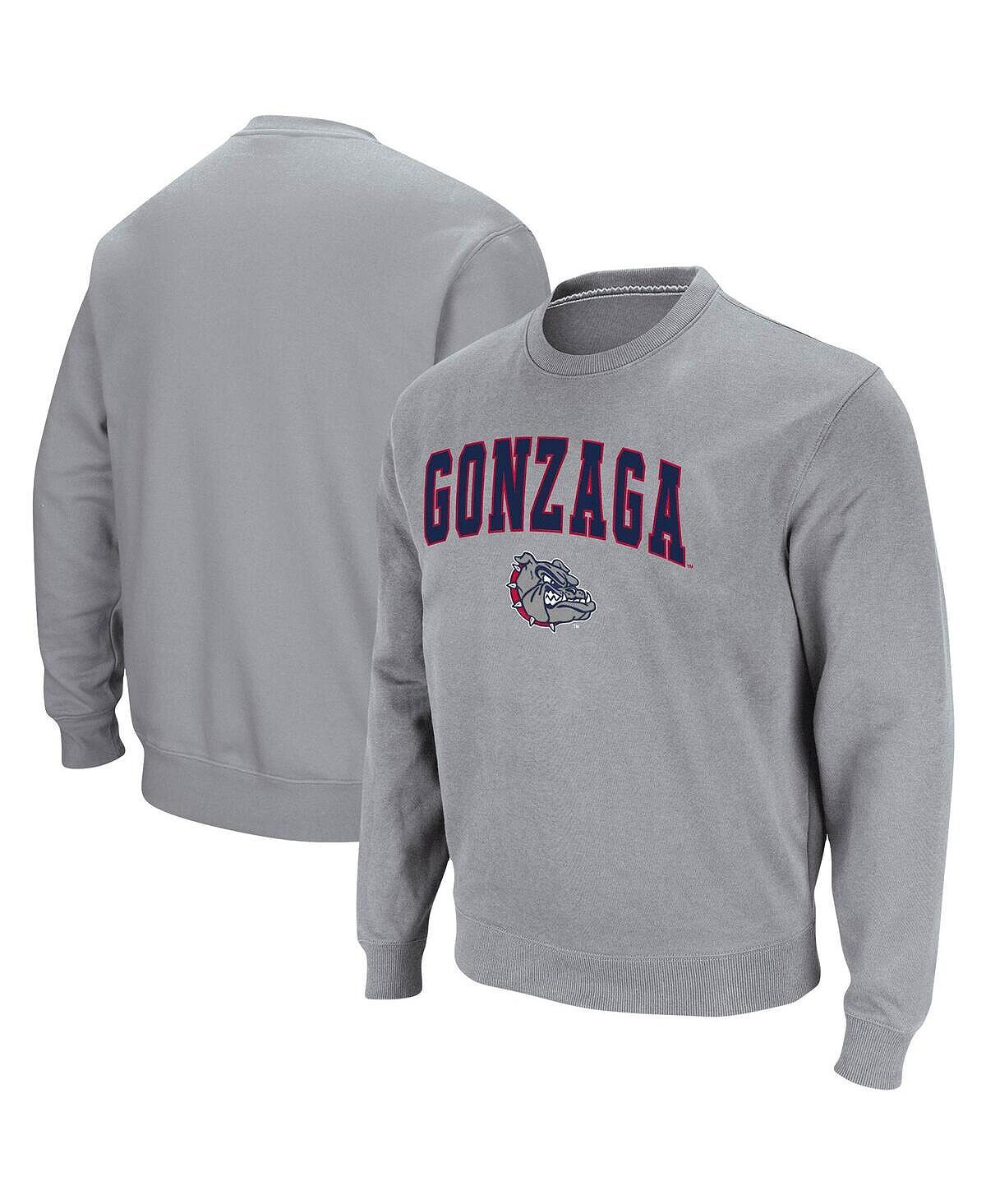 

Мужская серая толстовка с мелким принтом gonzaga bulldogs arch & logo tackle twill pullover sweatshirt Colosseum, мульти