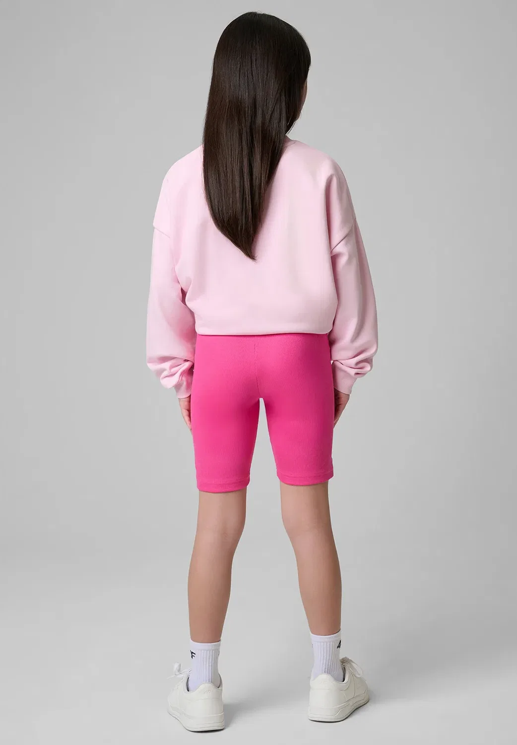 Legginsy kolarki prążkowane dziewczęce - różowe 140 (9-10 лат) - леггинсы 4F, Hot Pink Neon — фото 3
