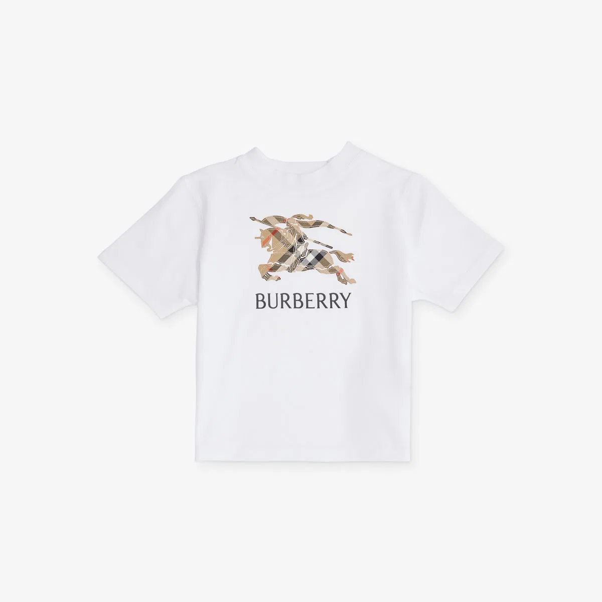 Хлопковая футболка с аппликацией и клетчатым логотипом, возраст 4-14 лет Burberry, белый