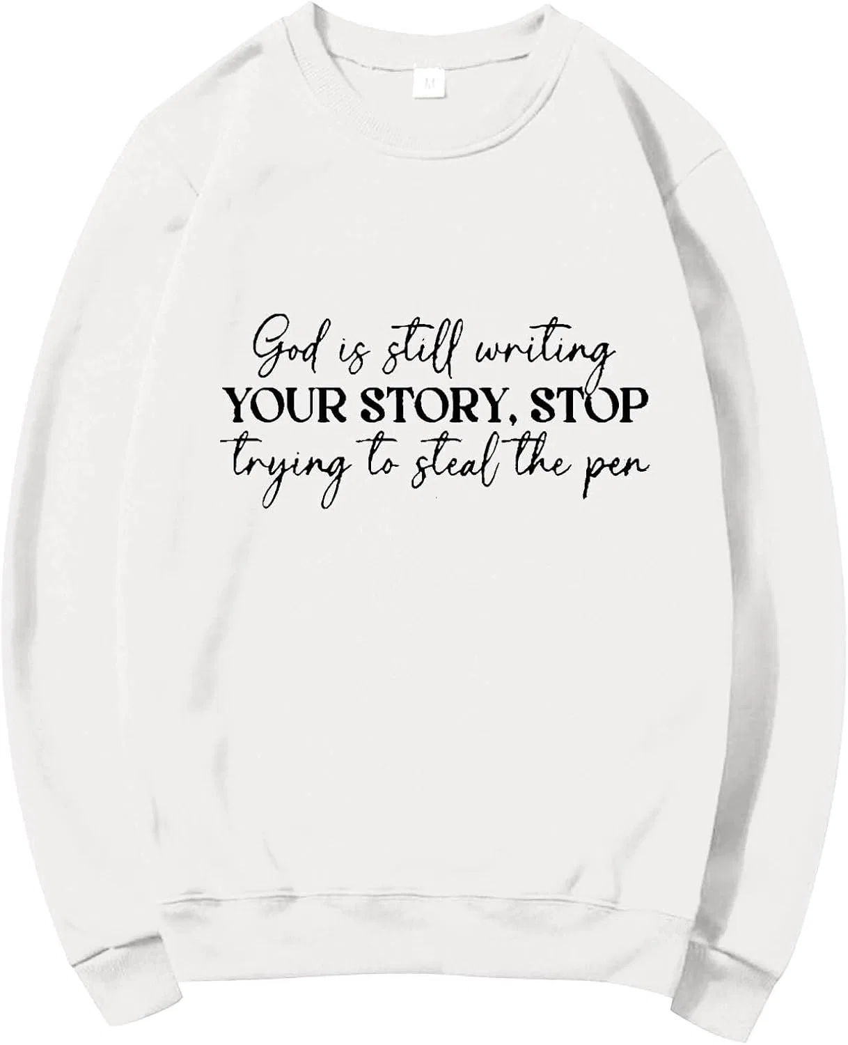 Женский свитшот с принтом God Is Still Writing Your Story, белый — фото 2