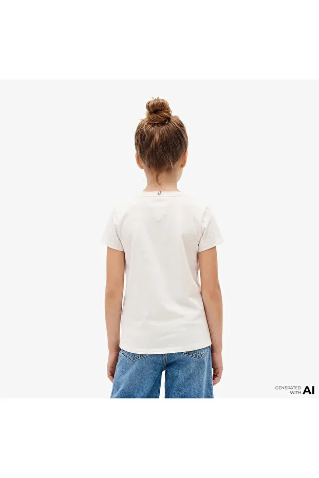 Детская футболка для девочек хлопковая Flower Kids Tommy Hilfiger, White — фото 2