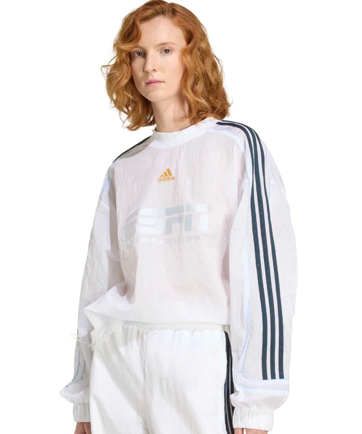 Женский свитшот свободного кроя из нейлона Teamgeist 2.0 Adidas, Белый — фото 2