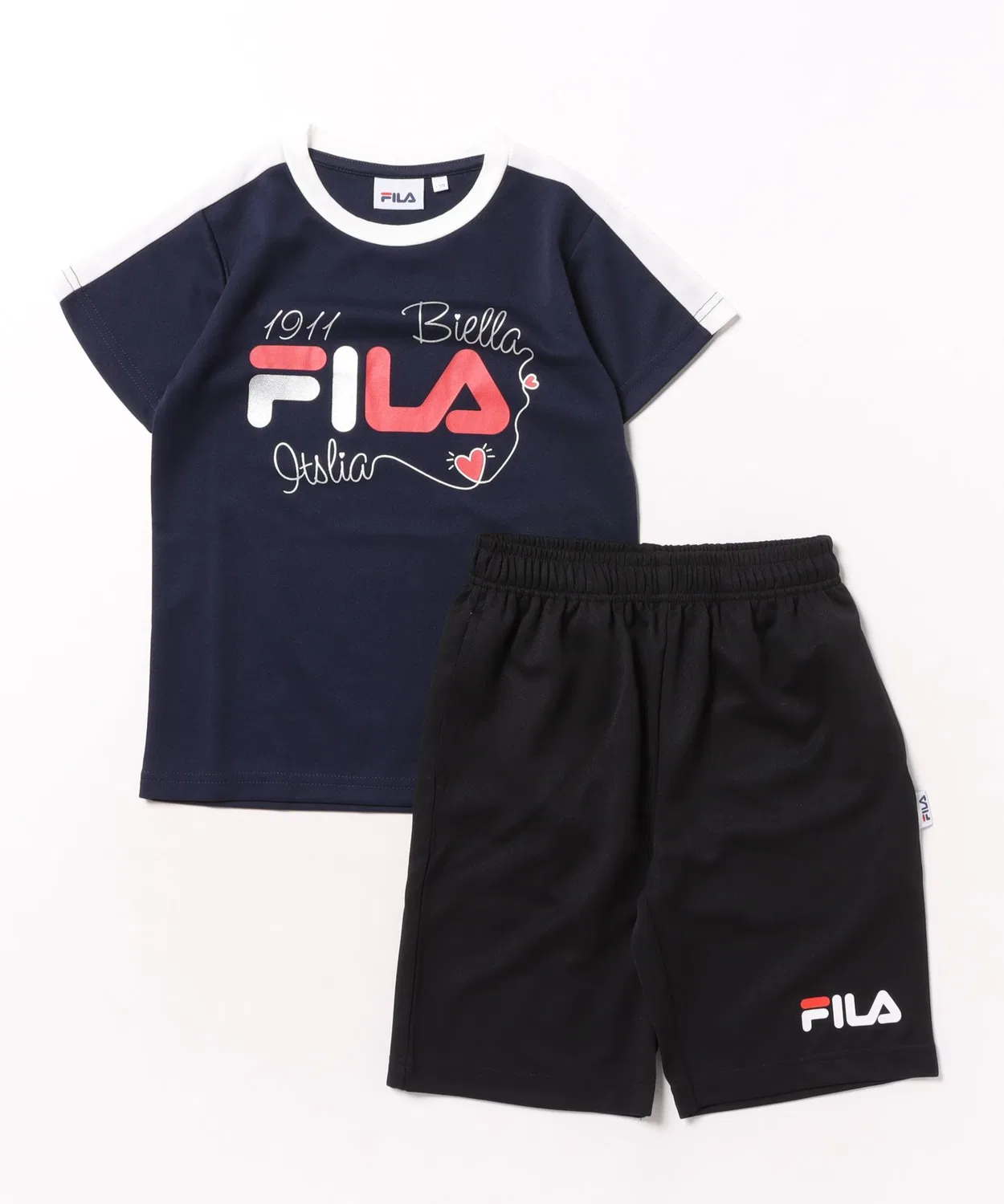 Детский комплект из футболки и шорт FILA с линиями, модель Line Design FILA, Sax Blue — фото 3