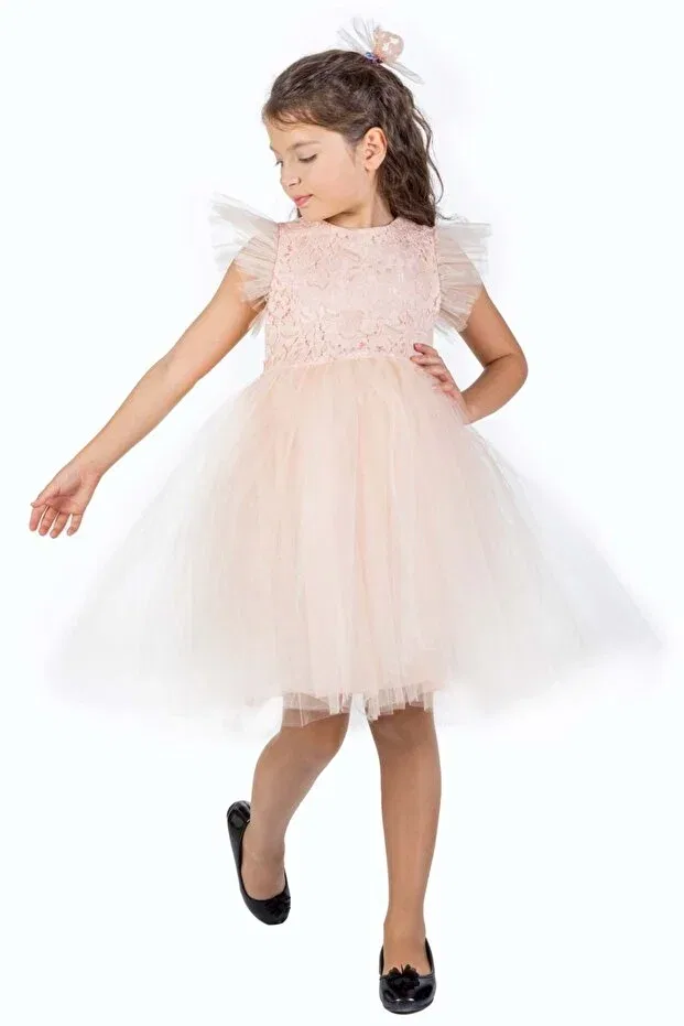 Детское платье для девочек кружевное Mnk Baby&Kids, Salmon — фото 4