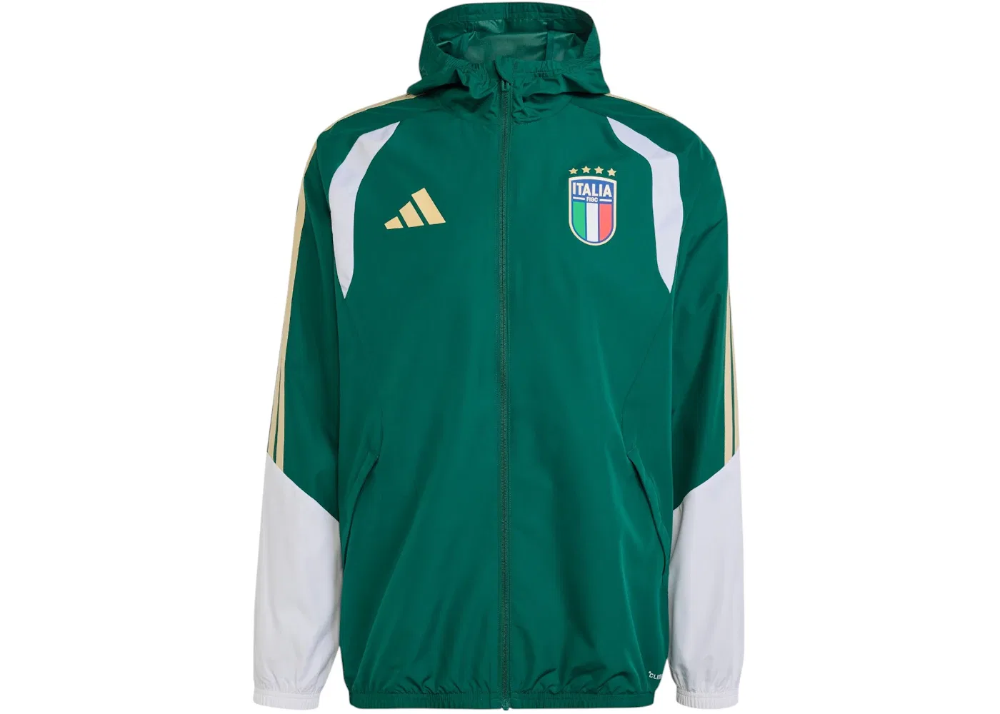 Мужская ветровка с принтом Adidas Italy 2026 Tiro Allweather Jacket, Collegiate Green