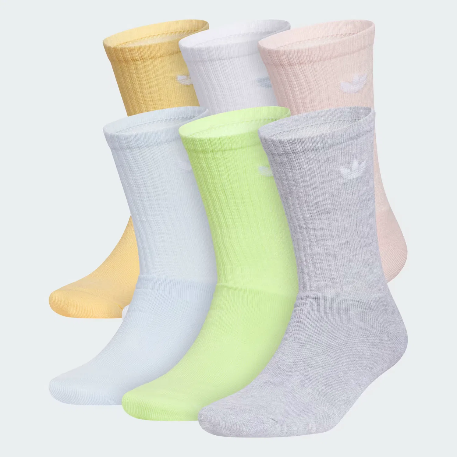 Носки средней высоты влагоотводящие, набор из 6 пар, trefoil 2.0 Adidas Originals, оранжевый/небесно-голубой/розовый