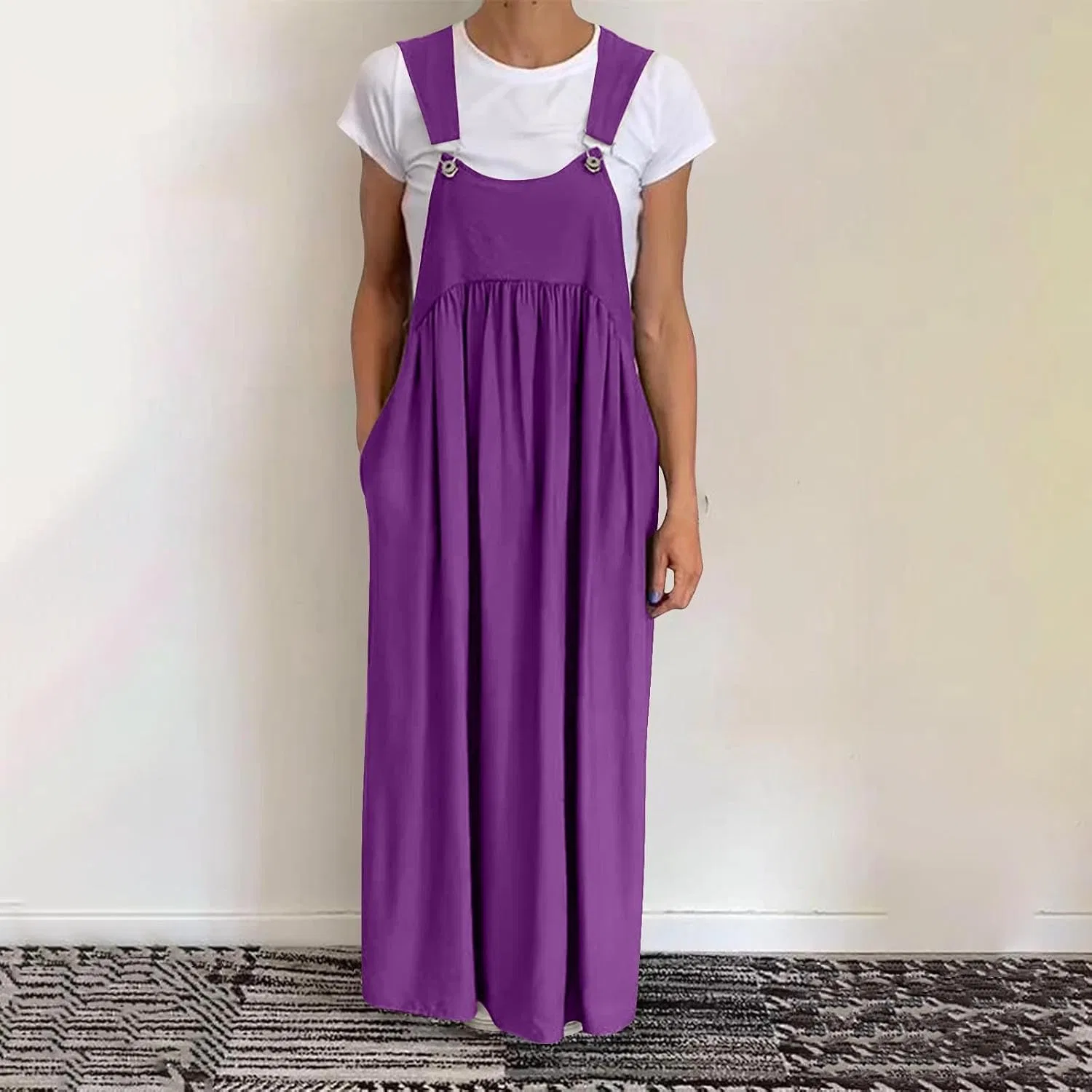Женское платье-сарафан из льна и хлопка A-силуэта, Purple — фото 2