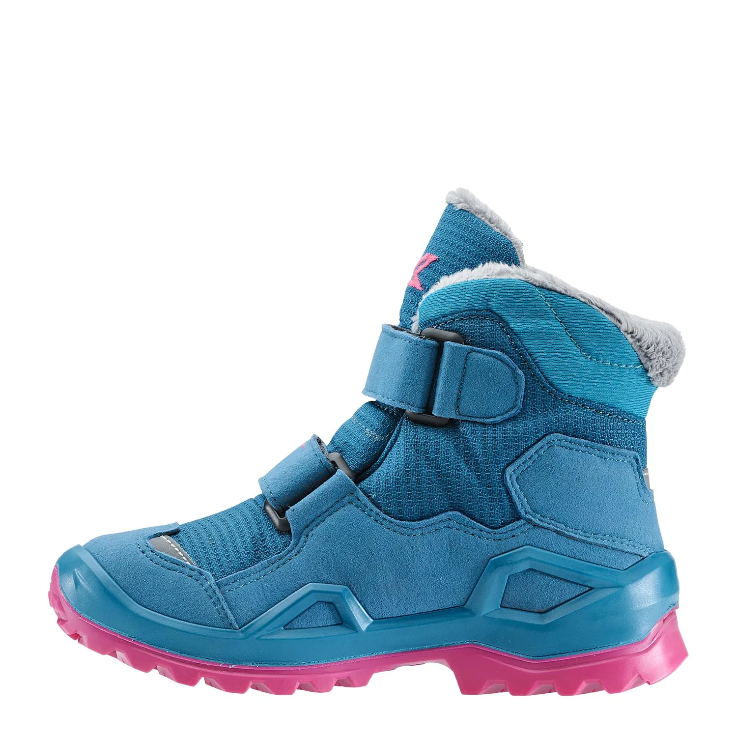 Детские ботинки для мальчиков с водонепроницаемой мембраной Milo Evo Gtx Mid Jr LOWA, Fuchsia Turquoise — фото 2