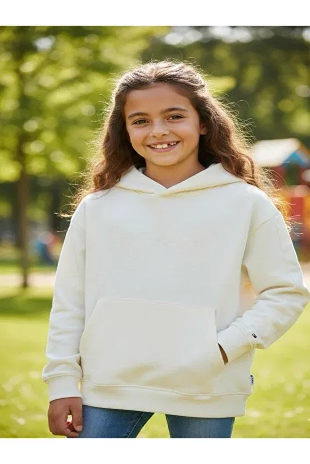Детское худи для девочек хлопковое Tommy Hilfiger, Ecru — фото 3