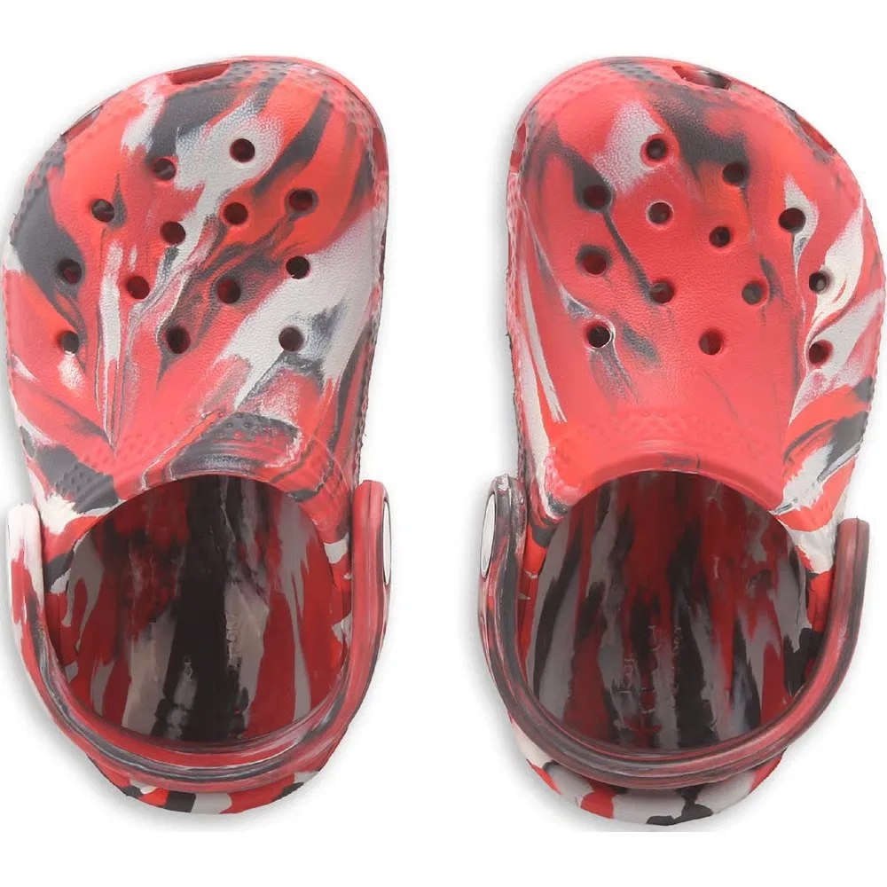 Детские классические сабо с мраморным рисунком для малышей Crocs, Red/Black Marble — фото 4