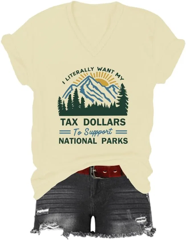 Мужская футболка с принтом National Parks V-Neck, Creamy Yellow