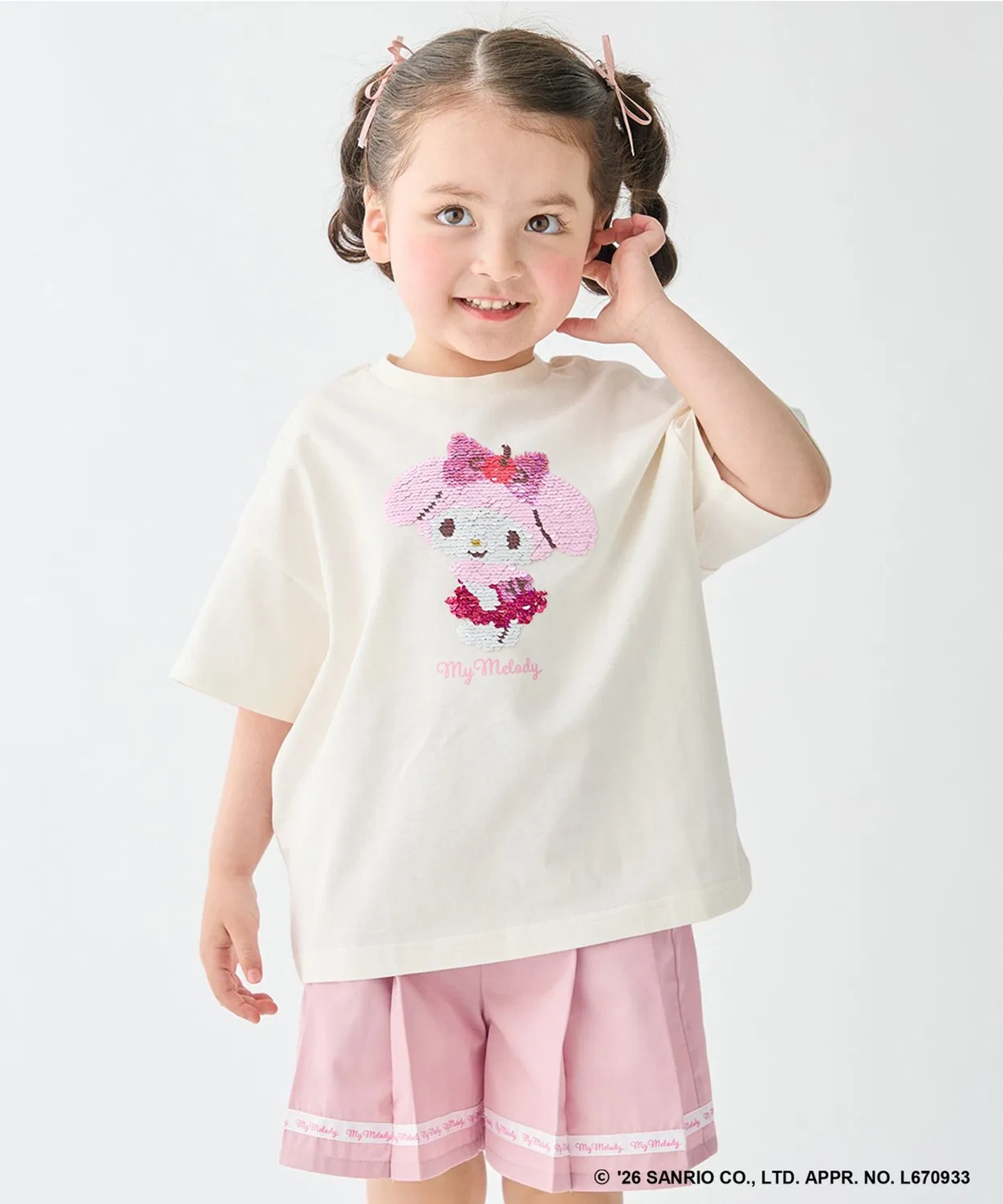 Детская футболка с принтом Sanrio Characters Miracle Spangle T-shirt ANY, Ivory