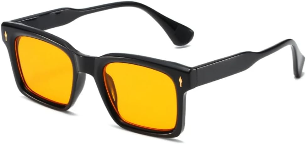 

Модные мужские солнцезащитные очки с квадратными заклепками, конфетного цвета, с защитой от УФ-излучения UV400, модные женские очки с прозрачными линзами UATXTAU, Black Orange