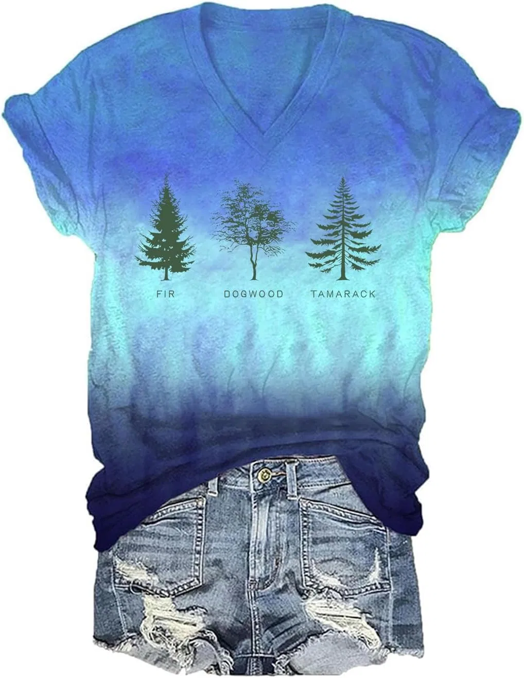Женская футболка с V-вырезом Fir Dogwood Tamarack