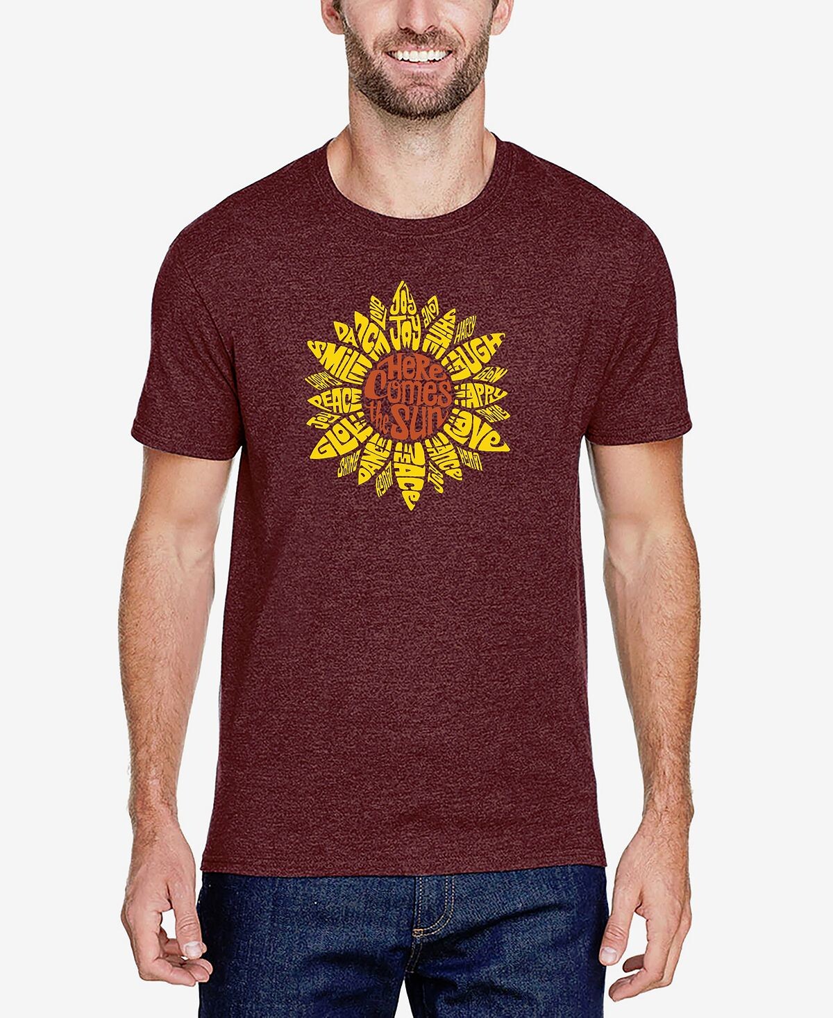 

Мужская футболка premium blend word art sunflower LA Pop Art, Коричневый, Мужская футболка premium blend word art sunflower LA Pop Art