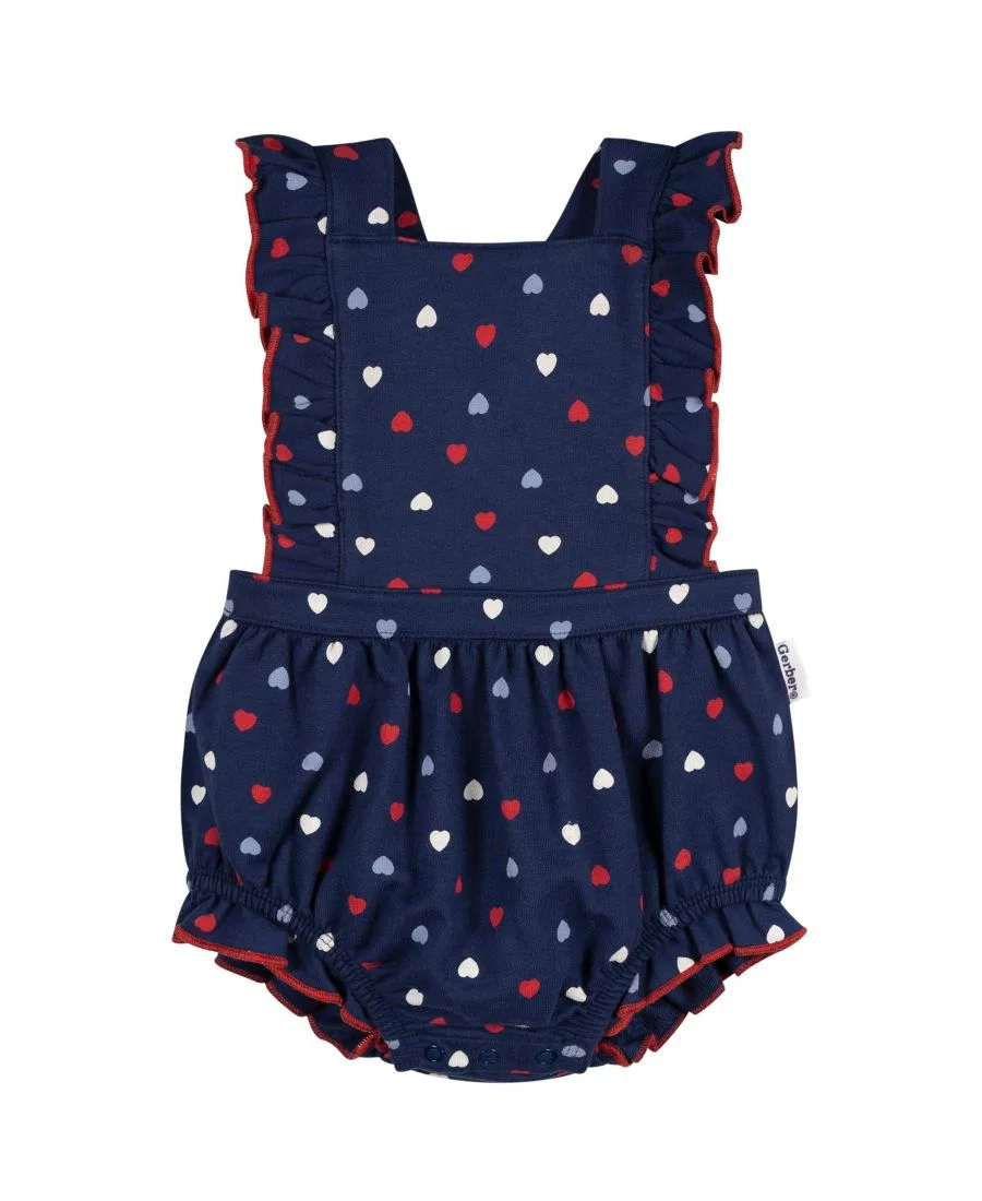 Боди-комбинезон для девочек с рюшами Blue Hearts Gerber