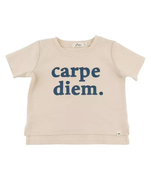 Детская футболка с принтом Carpe Diem Raw Edge Tee Oh Baby!, Natural