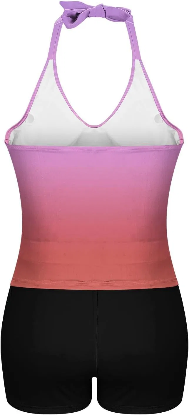 Женский танкини с шортами и эффектом утяжки Plus Size, Watermelon Red — фото 4