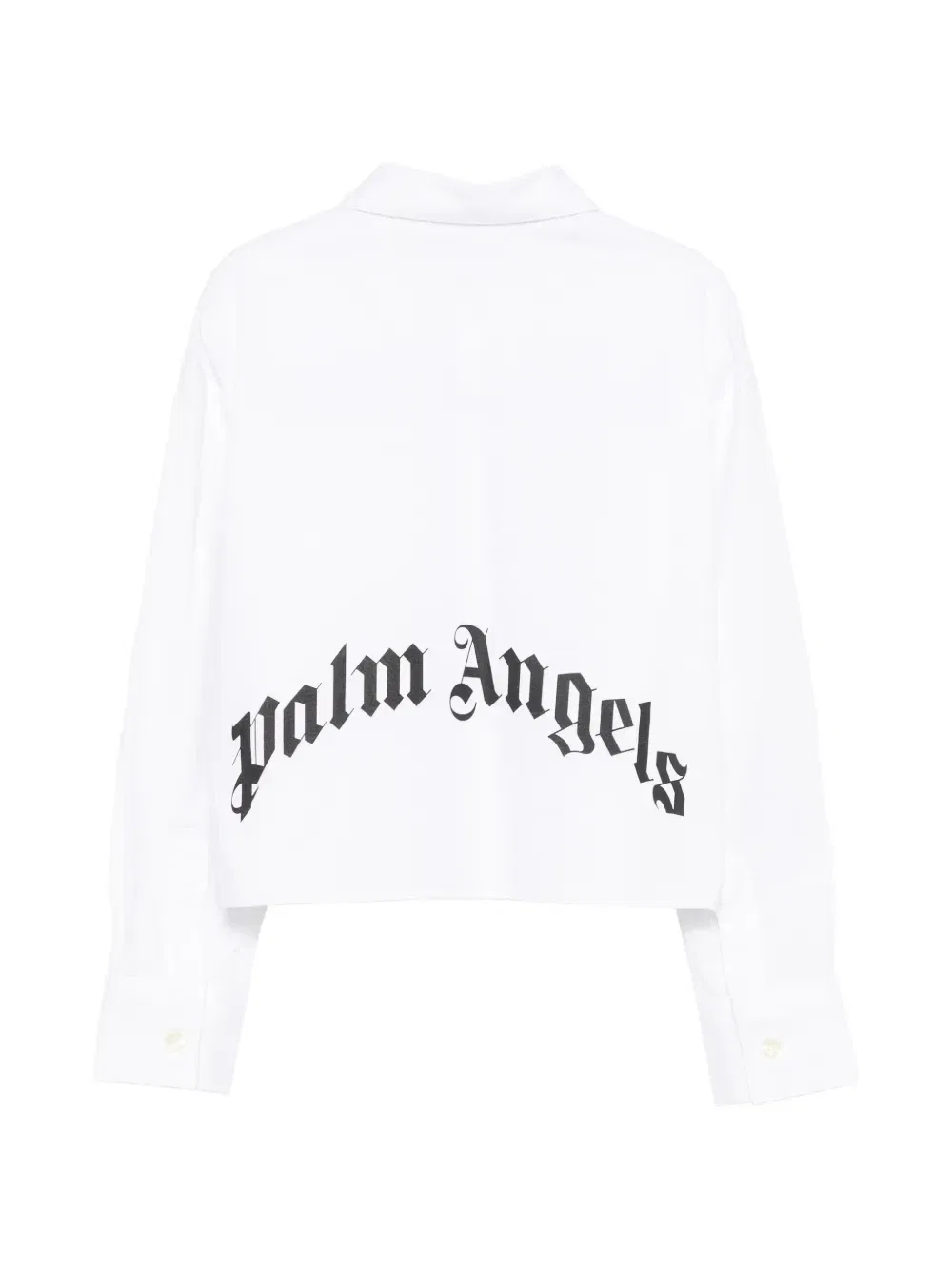 Укороченная рубашка с логотипом-нашивкой Palm Angels Kids, белый — фото 2
