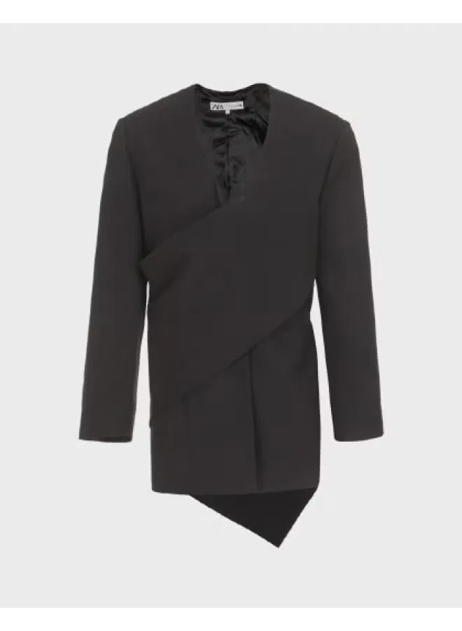 Жакет с подплечниками приталенный Zara, черный