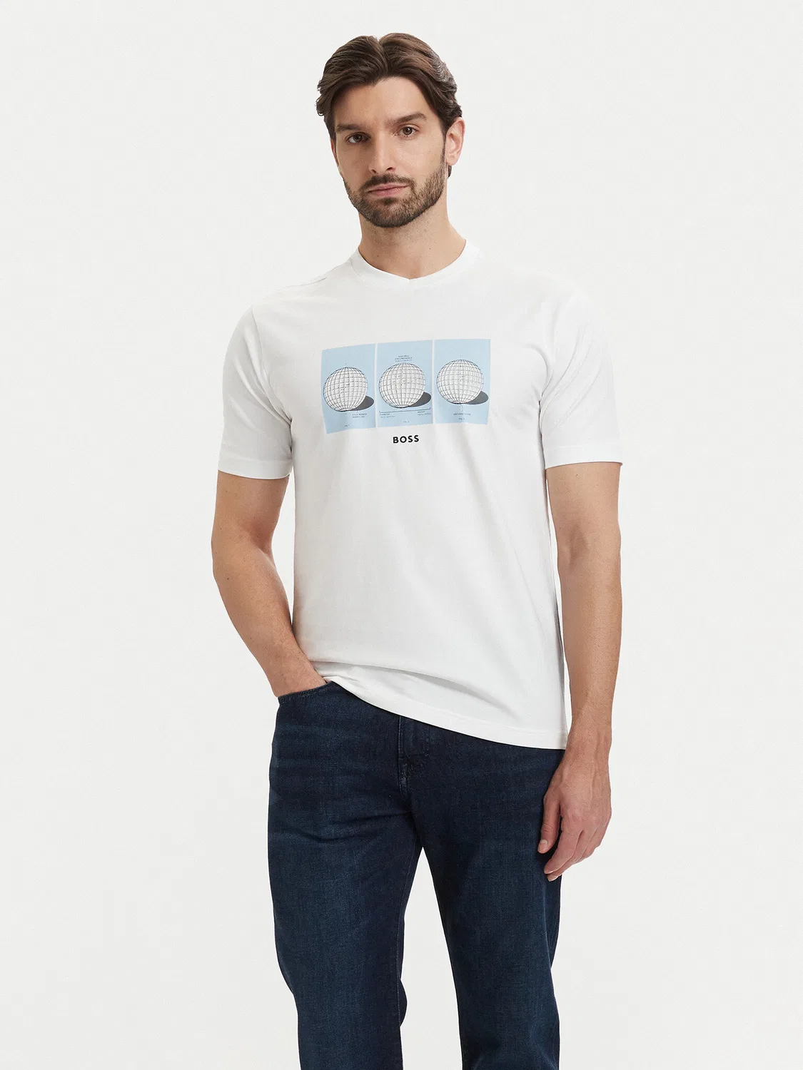 Мужская футболка свободного кроя Ts Terrace Photo Boss, белый