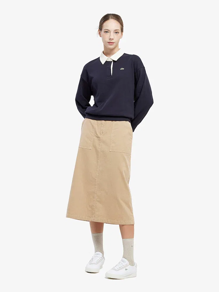 Юбка миди LACOSTE из вельвета, классический дизайн, цвет уточняется