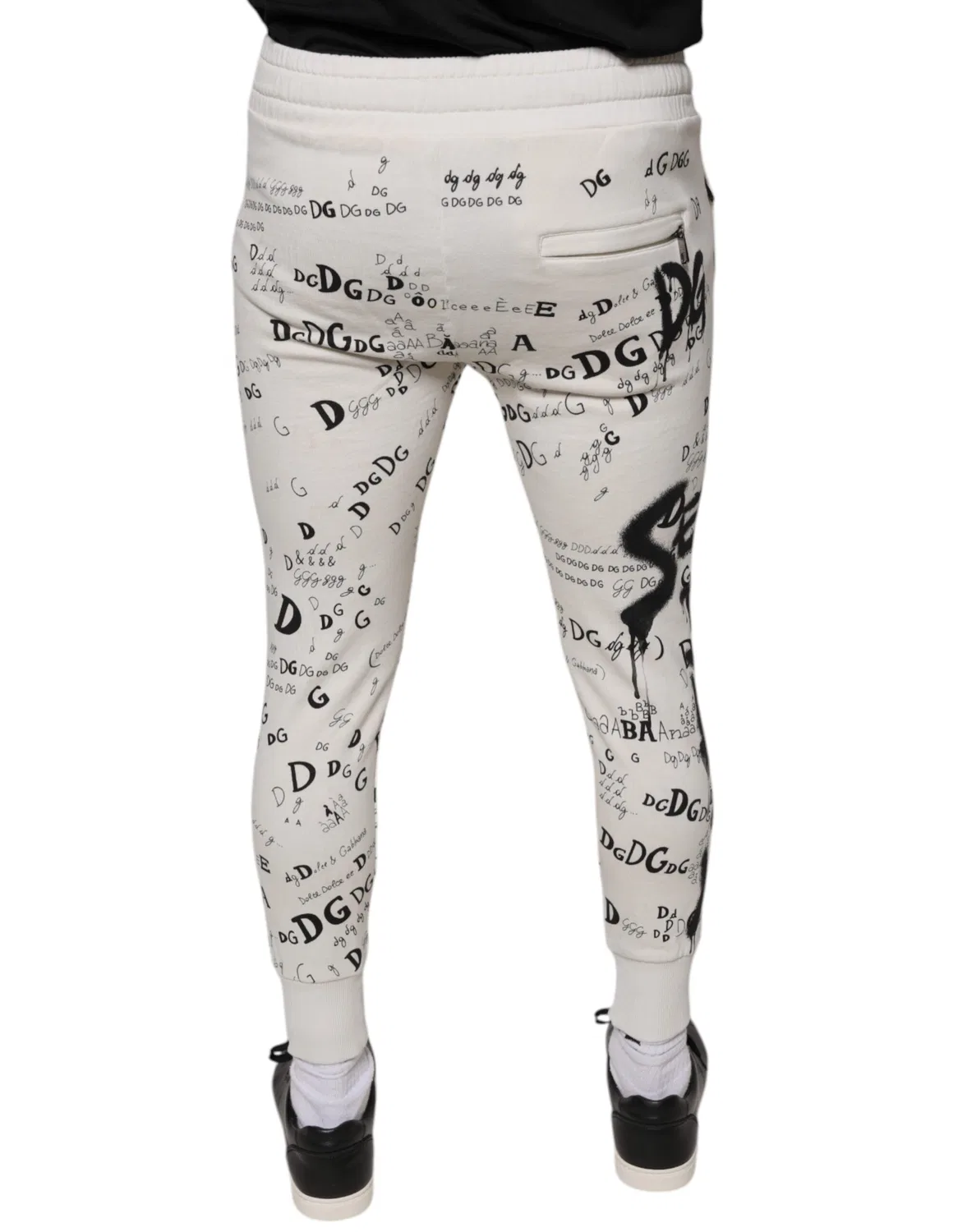 Мужские спортивные брюки с принтом и логотипом Jogger Pants Dolce & Gabbana, White — фото 4
