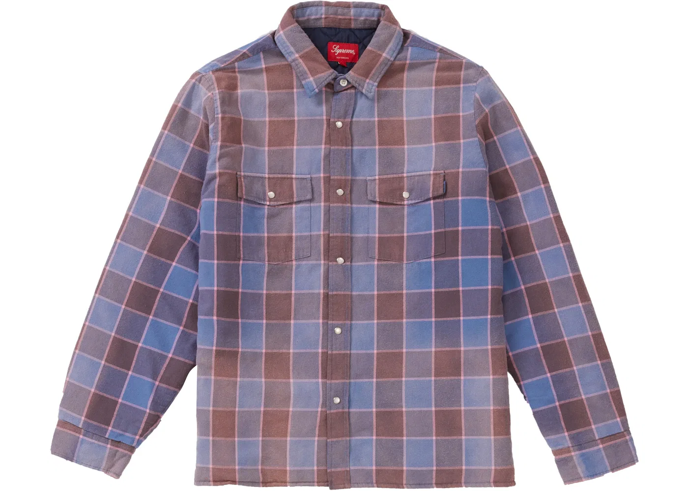 Мужская рубашка с принтом Supreme Quilted Faded Plaid, цвет Dusty Blue