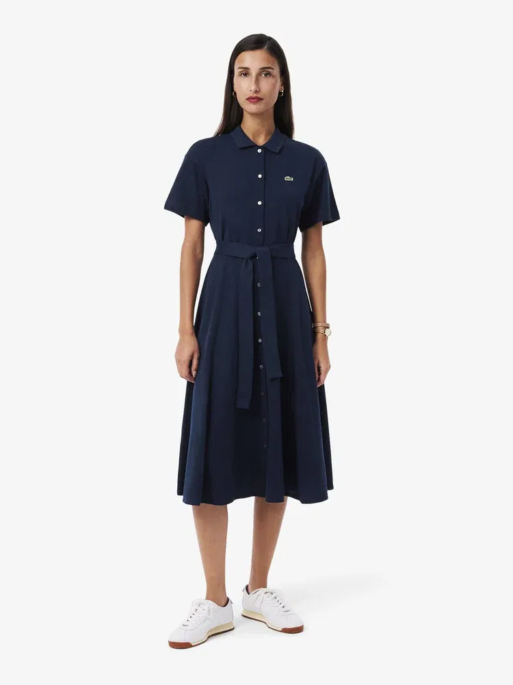 Платье-поло LACOSTE Navy, приталенное, синее