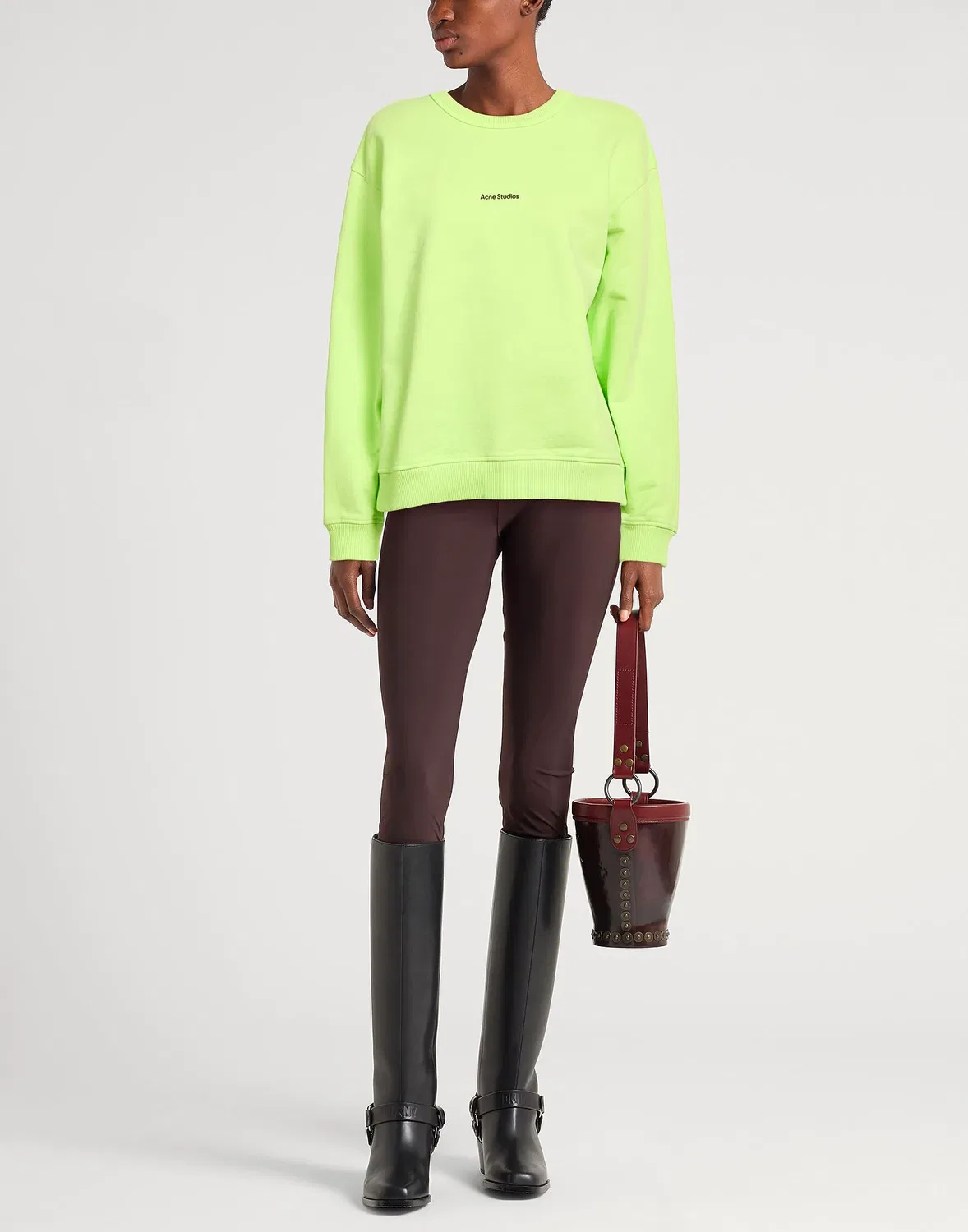 Женский флисовый свитшот Acne Studios, салатовый — фото 2
