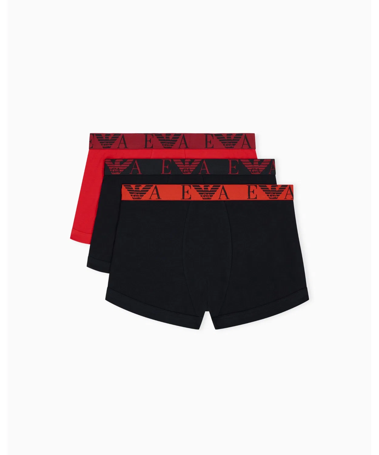 Мужские боксеры с монограммой, комплект из 3 штук, Regular Fit EMPORIO ARMANI, Black/Red