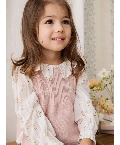 Детский свитер с цветочной вышивкой Sweetpea Marle Abbie Flower JAMIE KAY, Розовый — фото 3