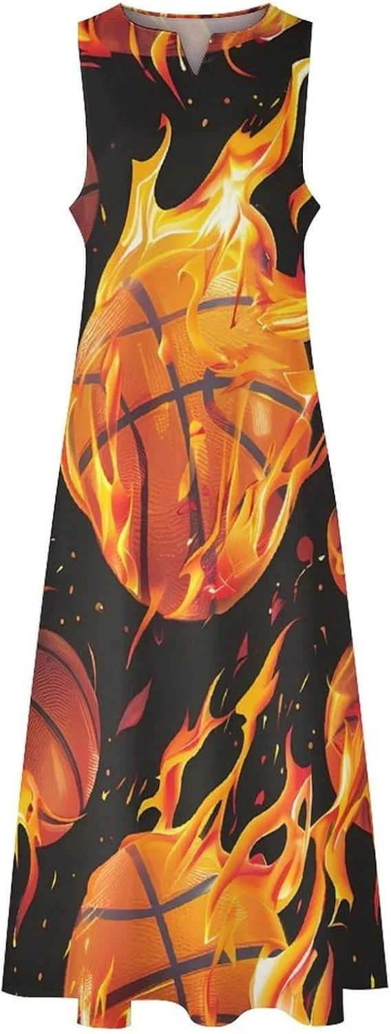 Женское повседневное платье-макси Flame Basketball, без рукавов — фото 4