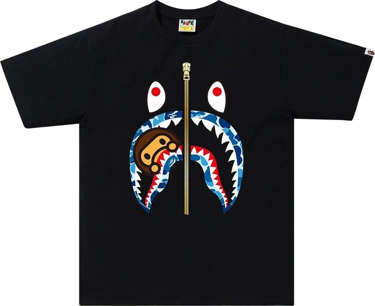 

Футболка BAPE ABC Camo Milo Shark Tee 'Black/Blue', черный