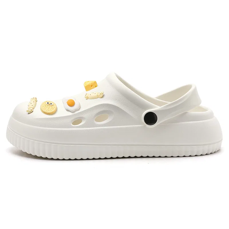 Детские сабо из ЭВА с принтом Cheese Puffy, MAOLI, White